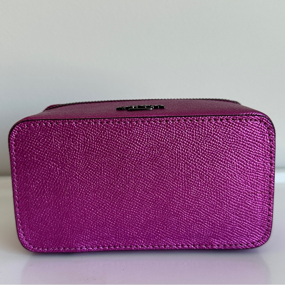 Coach Vanity Case Handled Zip Jewelry Travel Box Metallic Pink - Picture 9 of 16